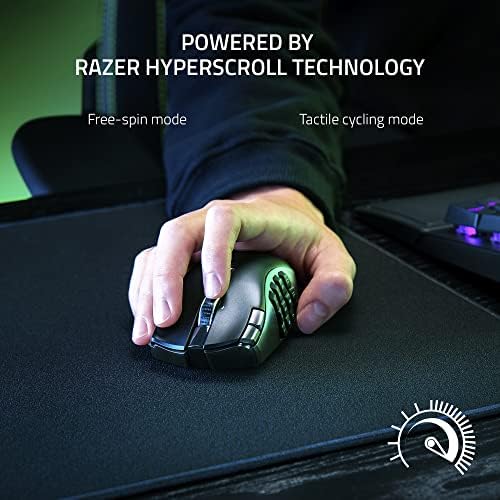 Razer Naga V2 HyperSpeed Wireless MMO Gaming Mouse  19 Programmable Buttons   HyperScroll Technology   Focus Pro 30K Optical Sensor   Mechanical Mouse Switches Gen 2   Up to 400 Hr Battery Life