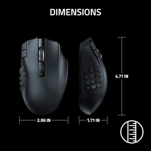 Razer Naga V2 HyperSpeed Wireless MMO Gaming Mouse  19 Programmable Buttons   HyperScroll Technology   Focus Pro 30K Optical Sensor   Mechanical Mouse Switches Gen 2   Up to 400 Hr Battery Life