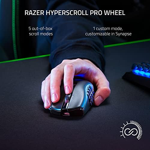 Razer Naga V2 Pro Wireless MMO Gaming Mouse  19 1 Programmable Buttons w/Swappable Side Plates   HyperScroll Pro Wheel   Focus Pro 30K Optical Sensor   Optical Mouse Switches Gen 3 300 Hr Battery
