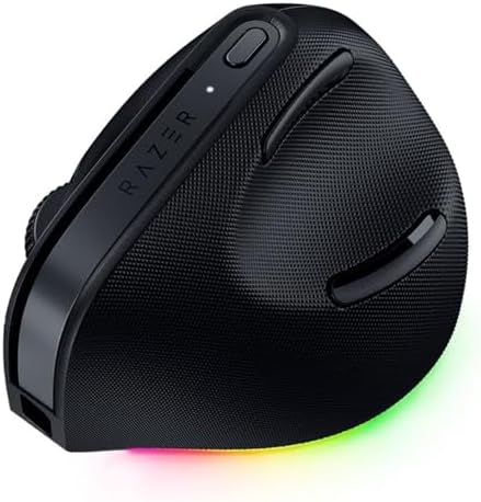 Razer Pro Click V2 Vertical Wireless Mouse  6 Button Ergonomic Design   One Click AI Prompt   Supports Windows & Mac   Multi Device Connectivity via 2 4GHz  Bluetooth  or USB C Wired Mode   Chroma RGB