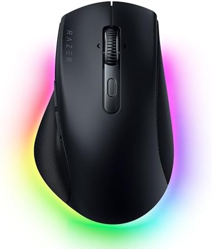 Razer Pro Click V2 Vertical Wireless Mouse  6 Button Ergonomic Design   One Click AI Prompt   Supports Windows & Mac   Multi Device Connectivity via 2 4GHz  Bluetooth  or USB C Wired Mode   Chroma RGB