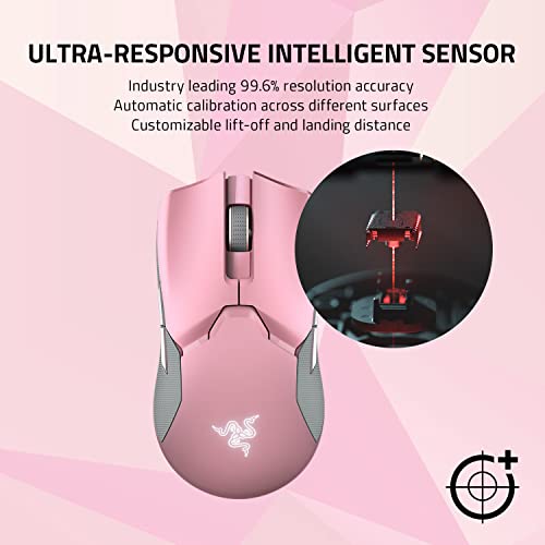 Razer Viper Ultimate Lightweight Wireless Gaming Mouse & RGB Charging Dock  Hyperspeed Wireless Technology   20K DPI Optical Sensor   78g   Optical Mouse Switch   70 Hr Battery   Quartz Pink