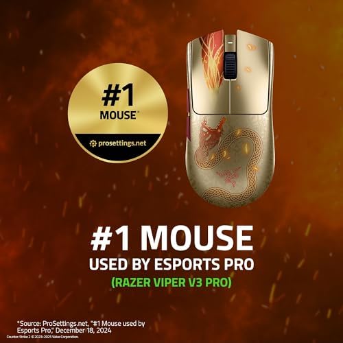 Razer Viper V3 Pro Wireless Esports Gaming Mouse  Symmetrical   54g   8K Polling   35K DPI Optical Sensor   Gen3 Optical Switches   8 Programmable Controls   95 Hr Battery   Counter Strike 2 Edition