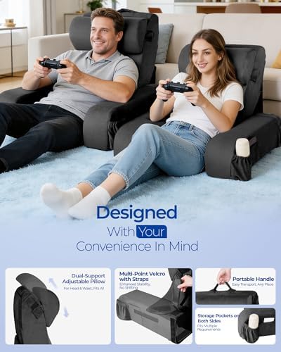 Reading Pillow with 30 90  Stepless Adjustable Angle & Height  2 in 1 Back Wedge Pillow for Bed Sitting up with Arms Rest  Backrest Pillow for Reading/Gaming/Working in Bed or Couch  Large  Black