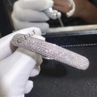 Real 925 Silver 2ct Men s Genuine Moissanite Cuff Bangle Bracelet 8" Free Stud
