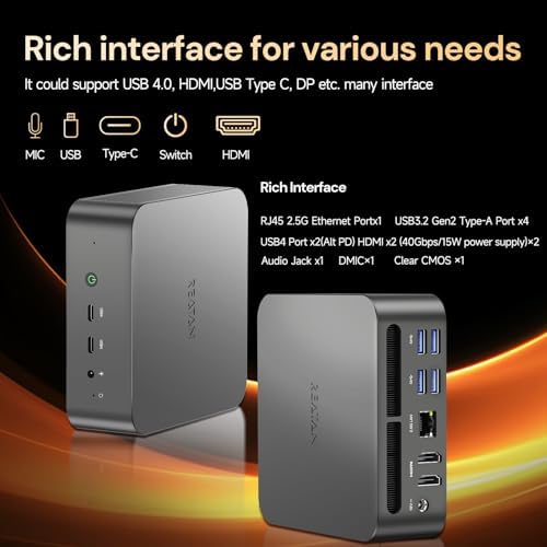 Reatan A8 Mini Gaming PC AMD Oculink Ryzen 7 8745HS 8C/16T up to 4 9GHz   32GB DDR5 5600MHz 1TB PCle4 0 SSD Radeon 780M Mini Desktop Computer  Quad Display Dual 2 5G LAN & Wi Fi 6E & BT5 2 Mini PC