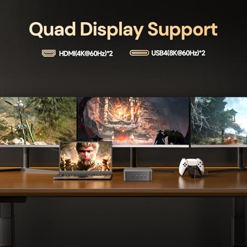 Reatan A8 Mini Gaming PC AMD Oculink Ryzen 7 8745HS 8C/16T up to 4 9GHz   32GB DDR5 5600MHz 1TB PCle4 0 SSD Radeon 780M Mini Desktop Computer  Quad Display Dual 2 5G LAN & Wi Fi 6E & BT5 2 Mini PC