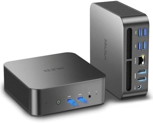 Reatan Alloy 9 Mini Gaming PC AI AMD Ryzen 9 7940HS up to 5 2GHz  32GB DDR5 1TB SSD 5600 MHz RAM  Desktop Mini Computers Radeon 780M Graphics Quad Display 2 5G LAN 2xHDMI 2 1 8K USB 4 0 Wi Fi 6E/BT5 3
