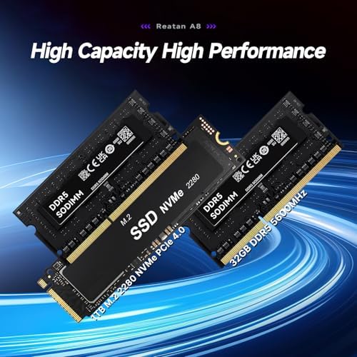 Reatan Alloy 9 Mini Gaming PC AI AMD Ryzen 9 7940HS up to 5 2GHz  32GB DDR5 1TB SSD 5600 MHz RAM  Desktop Mini Computers Radeon 780M Graphics Quad Display 2 5G LAN 2xHDMI 2 1 8K USB 4 0 Wi Fi 6E/BT5 3