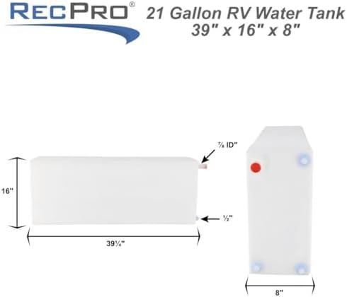 RecPro RV Fresh Water Tank 21 Gallon for Drinking and Potable Water   39 25 x 8 x 16   Fresh or Gray Water Plastic Storage   Made in America
