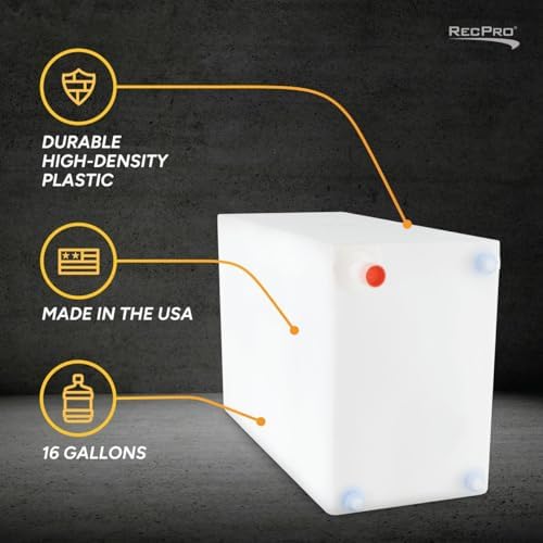 RecPro RV Fresh Water Tank 16 Gallon for Drinking and Potable Water   24 x 10 x 15 5   Fresh or Gray Water Plastic Storage   Made in America