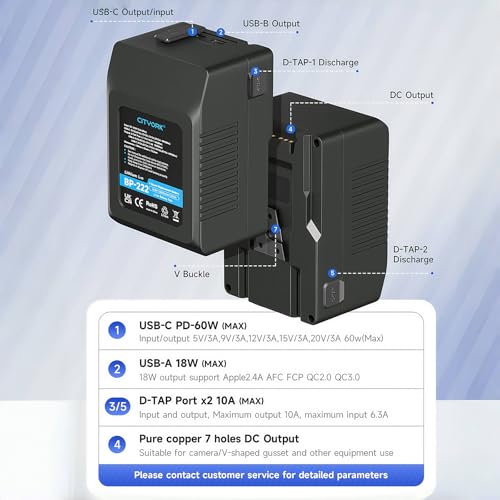 Rechargeable 15000mAh/222W Mini V Mount/V Lock Battery  14 8V Li ion Battery for Camera  Camcorder  Video Light  Compatible with XDCAM  Digital Cinema Cameras and Other Camcorders  Sony HDCAM