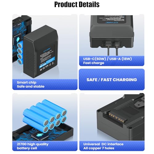 Rechargeable 15000mAh/222W Mini V Mount/V Lock Battery  14 8V Li ion Battery for Camera  Camcorder  Video Light  Compatible with XDCAM  Digital Cinema Cameras and Other Camcorders  Sony HDCAM