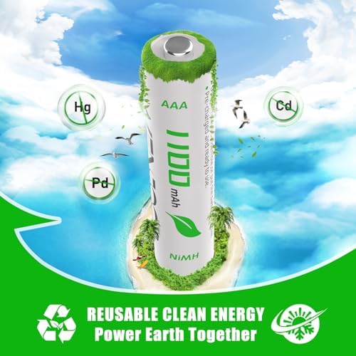 Rechargeable AAA Batteries 16 Pack  1100 mAh High Capacity NiMH AAA Rechargeable Batteries  Long Lasting 1 2V Low Self Discharge High Performance Triple AAA Batteries