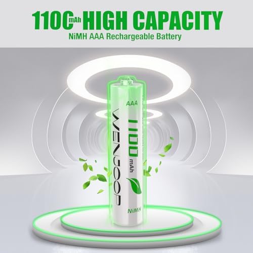 Rechargeable AAA Batteries 16 Pack  1100 mAh High Capacity NiMH AAA Rechargeable Batteries  Long Lasting 1 2V Low Self Discharge High Performance Triple AAA Batteries