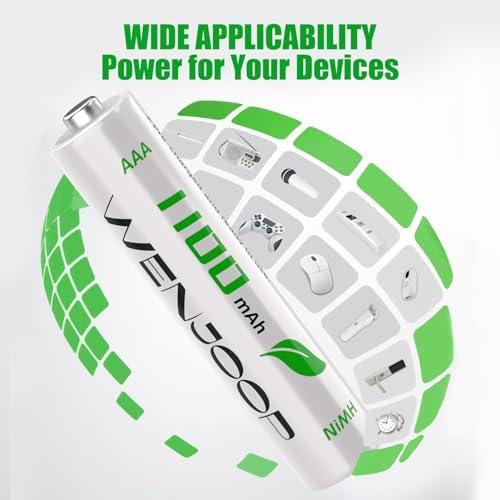 Rechargeable AAA Batteries 16 Pack  1100 mAh High Capacity NiMH AAA Rechargeable Batteries  Long Lasting 1 2V Low Self Discharge High Performance Triple AAA Batteries