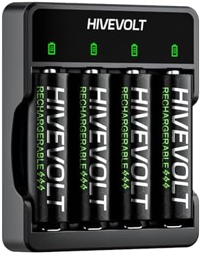 Rechargeable AA Batteries with Charger  High Capacity 2800mAh Ni MH Double A Battery  4 Count