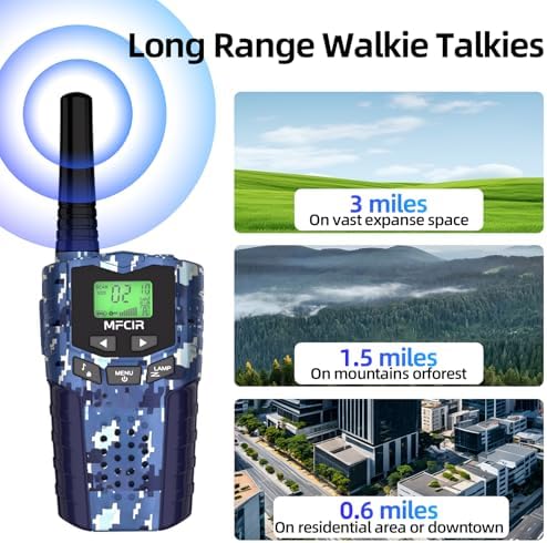 Rechargeable Kids Camouflage Walkie Talkies 3 Pack Long Range  48H Work 7D Standby  LED Flashlight Outdoor Camping Games Toys Gifts for 3 12 Year Old Ideal Birthday for Boys & Girls