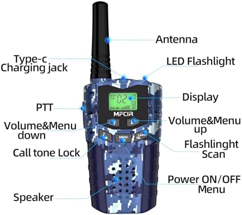 Rechargeable Kids Camouflage Walkie Talkies 3 Pack Long Range  48H Work 7D Standby  LED Flashlight Outdoor Camping Games Toys Gifts for 3 12 Year Old Ideal Birthday for Boys & Girls