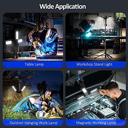 Rechargeable LED Work Light with Stand  Aluminum 67 Portable Cordless Work Light  8AH Battery  500/1500/2500 Lumen  4000/6500K Dimmable Camping Light with Detachable Tripod  Carrying Bag Included 