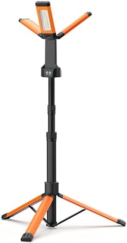 Rechargeable LED Work Light with Stand  Aluminum 67 Portable Cordless Work Light  8AH Battery  500/1500/2500 Lumen  4000/6500K Dimmable Camping Light with Detachable Tripod  Carrying Bag Included 