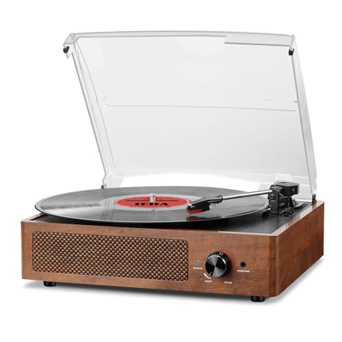 Record Players Vintage Turntable for Vinyl Records with Speakers Belt Driven Turntables Support 3 Speed  Bluetooth Wireless Playback  Headphone  AUX in  RCA Line LP Vinyl Players