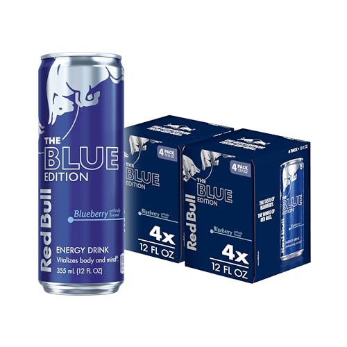 Red Bull Blue Edition Energy Drink  Blueberry  with 114mg Caffeine plus Taurine & B Vitamins  12 Fl Oz  Pack of 8 Cans