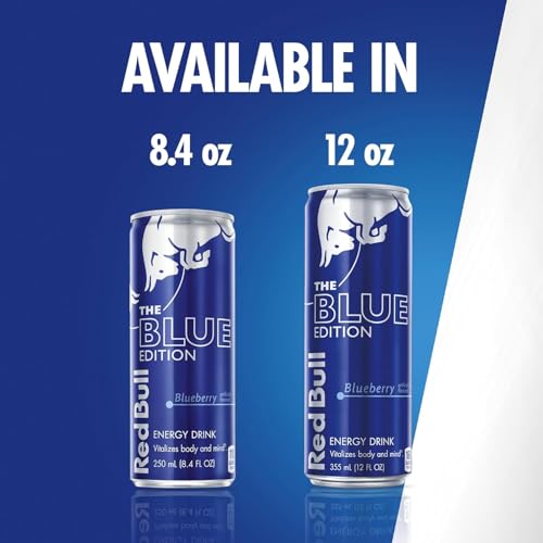 Red Bull Blue Edition Energy Drink  Blueberry  with 114mg Caffeine plus Taurine & B Vitamins  12 Fl Oz  Pack of 8 Cans