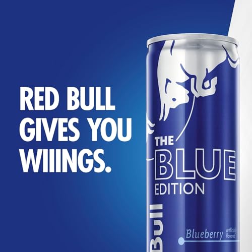 Red Bull Blue Edition Energy Drink  Blueberry  with 114mg Caffeine plus Taurine & B Vitamins  12 Fl Oz  Pack of 8 Cans