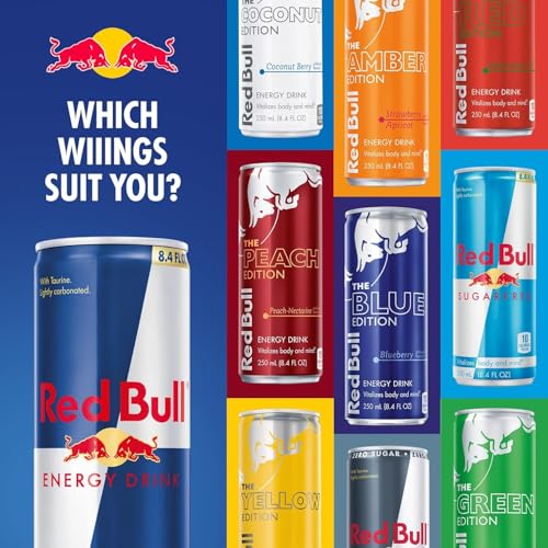 Red Bull Blue Edition Energy Drink  Blueberry  with 114mg Caffeine plus Taurine & B Vitamins  12 Fl Oz  Pack of 8 Cans