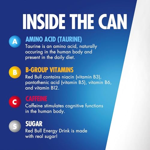 Red Bull Blue Edition Energy Drink  Blueberry  with 114mg Caffeine plus Taurine & B Vitamins  12 Fl Oz  Pack of 8 Cans