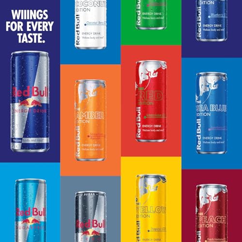 Red Bull Blue Edition Energy Drink  Blueberry  with 114mg Caffeine plus Taurine & B Vitamins  12 Fl Oz  Pack of 8 Cans