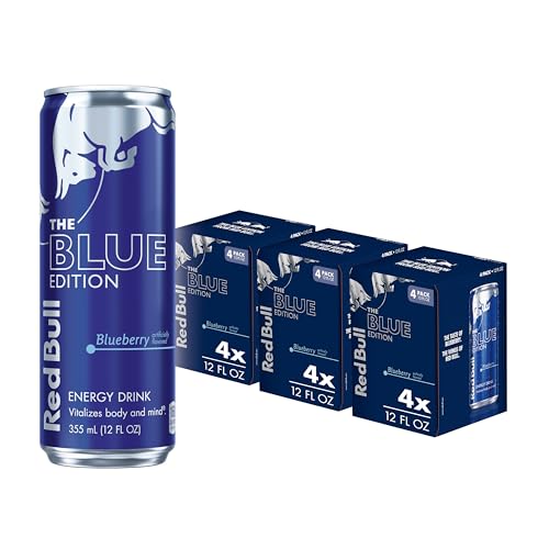 Red Bull Blue Edition Energy Drink  Blueberry  with 114mg Caffeine plus Taurine & B Vitamins  12 Fl Oz  Pack of 8 Cans