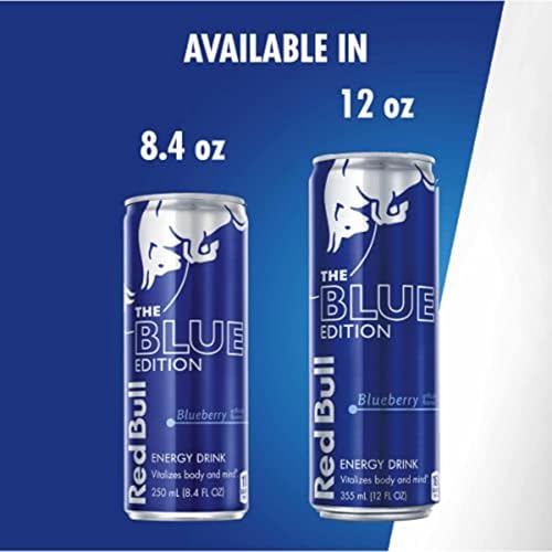 Red Bull Blue Edition Energy Drink  Blueberry  with 114mg Caffeine plus Taurine & B Vitamins  12 Fl Oz  Pack of 8 Cans