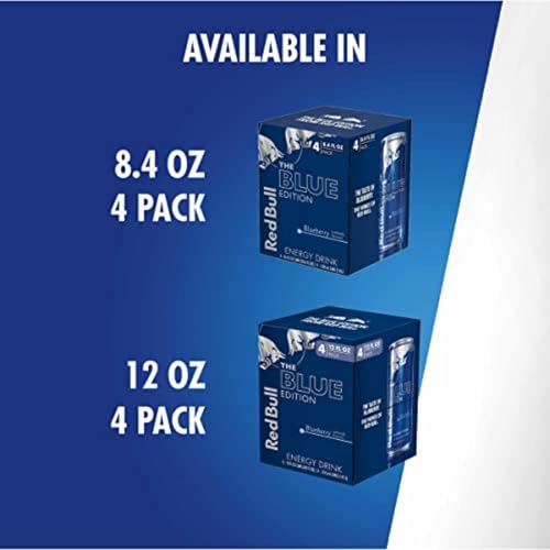 Red Bull Blue Edition Energy Drink  Blueberry  with 114mg Caffeine plus Taurine & B Vitamins  12 Fl Oz  Pack of 8 Cans