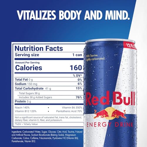 Red Bull Blue Edition Energy Drink  Blueberry  with 114mg Caffeine plus Taurine & B Vitamins  12 Fl Oz  Pack of 8 Cans