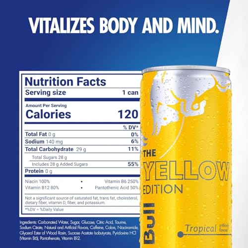 Red Bull Blue Edition Energy Drink  Blueberry  with 114mg Caffeine plus Taurine & B Vitamins  12 Fl Oz  Pack of 8 Cans