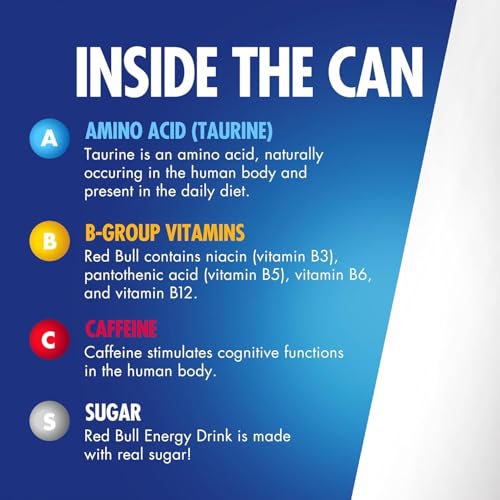 Red Bull Blue Edition Energy Drink  Blueberry  with 114mg Caffeine plus Taurine & B Vitamins  12 Fl Oz  Pack of 8 Cans