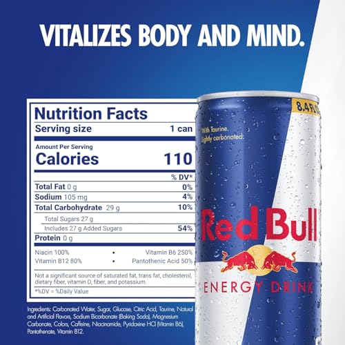 Red Bull Blue Edition Energy Drink  Blueberry  with 114mg Caffeine plus Taurine & B Vitamins  12 Fl Oz  Pack of 8 Cans