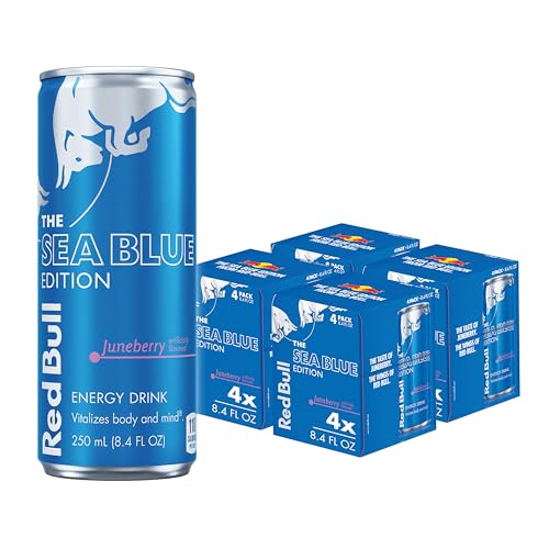 Red Bull Blue Edition Energy Drink  Blueberry  with 114mg Caffeine plus Taurine & B Vitamins  12 Fl Oz  Pack of 8 Cans