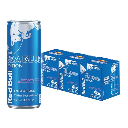 Red Bull Blue Edition Energy Drink  Blueberry  with 114mg Caffeine plus Taurine & B Vitamins  12 Fl Oz  Pack of 8 Cans