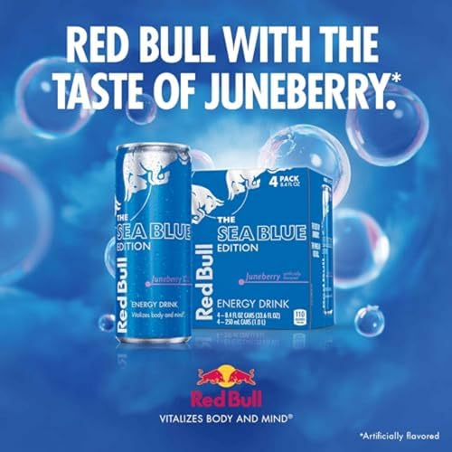 Red Bull Blue Edition Energy Drink  Blueberry  with 114mg Caffeine plus Taurine & B Vitamins  12 Fl Oz  Pack of 8 Cans