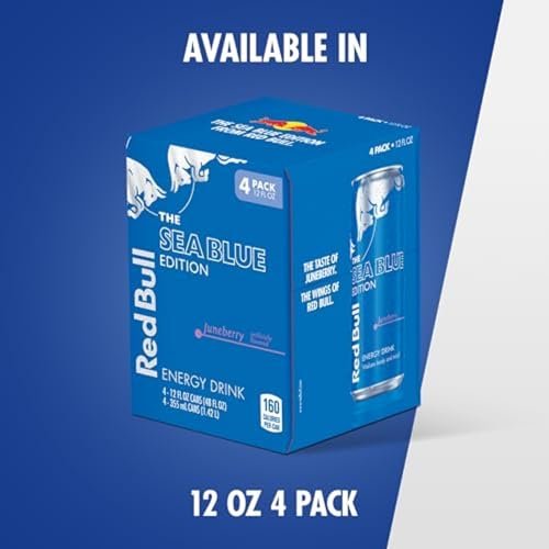 Red Bull Blue Edition Energy Drink  Blueberry  with 114mg Caffeine plus Taurine & B Vitamins  12 Fl Oz  Pack of 8 Cans