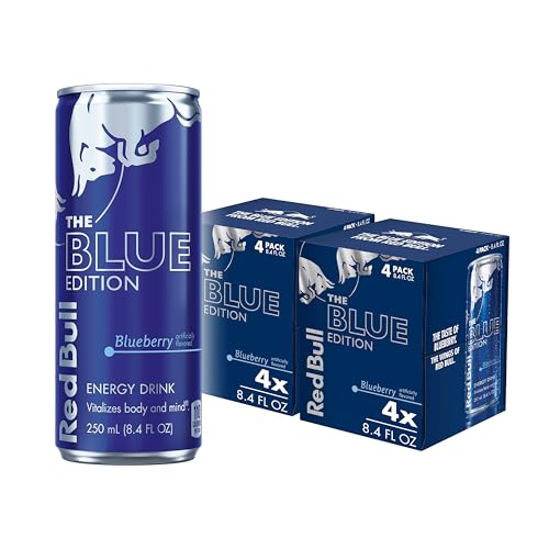 Red Bull Blue Edition Energy Drink  Blueberry  with 114mg Caffeine plus Taurine & B Vitamins  12 Fl Oz  Pack of 8 Cans