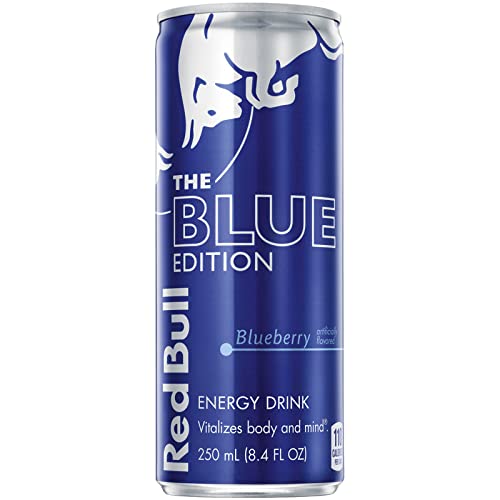 Red Bull Blue Edition Energy Drink  Blueberry  with 114mg Caffeine plus Taurine & B Vitamins  12 Fl Oz  Pack of 8 Cans