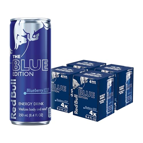 Red Bull Blue Edition Energy Drink  Blueberry  with 114mg Caffeine plus Taurine & B Vitamins  12 Fl Oz  Pack of 8 Cans