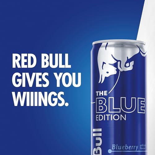 Red Bull Blue Edition Energy Drink  Blueberry  with 114mg Caffeine plus Taurine & B Vitamins  12 Fl Oz  Pack of 8 Cans