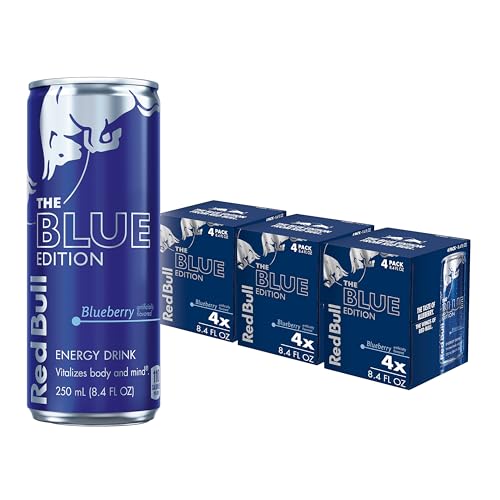 Red Bull Blue Edition Energy Drink  Blueberry  with 114mg Caffeine plus Taurine & B Vitamins  12 Fl Oz  Pack of 8 Cans