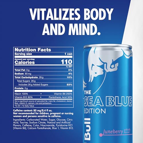 Red Bull Blue Edition  Energy Drink  Blueberry  8 4 Fl Oz Can  Pack of 24 