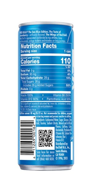 Red Bull Blue Edition  Energy Drink  Blueberry  8 4 Fl Oz Can  Pack of 24 